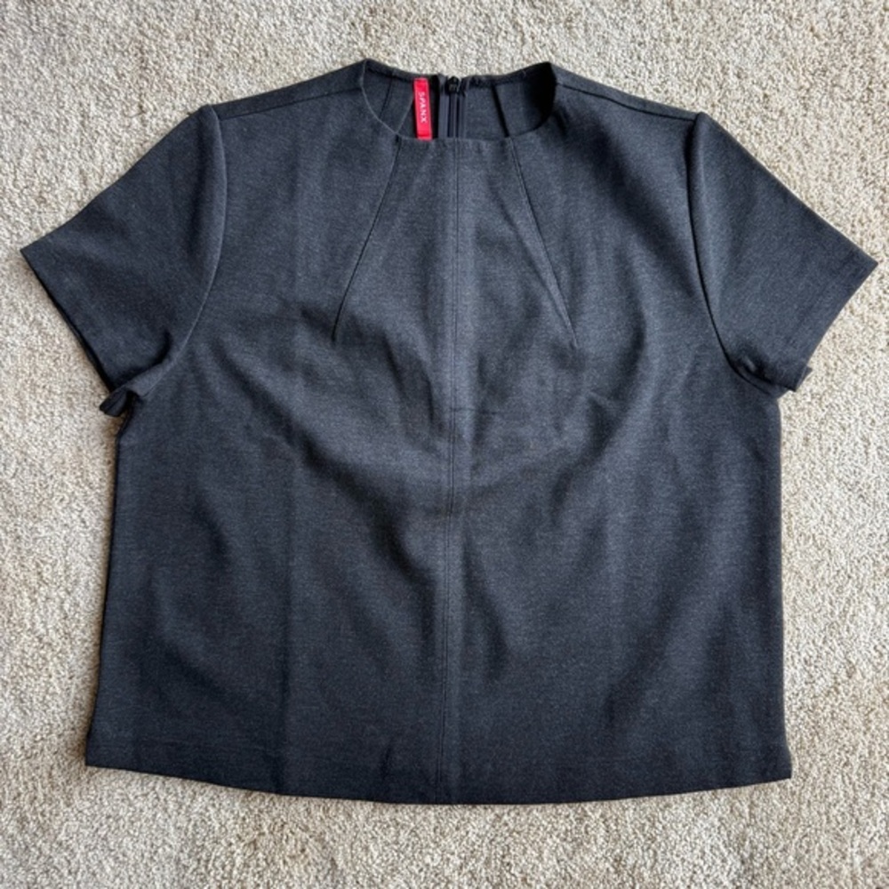 SPANX Black Structured Short Sleeve Top Size M
